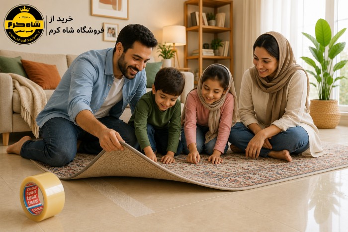 جلوگیری از سر خوردن فرش چسب زیر فرش چسب دوطرف فرش چسب تسا سر خوردن فرش روی سرامیک
