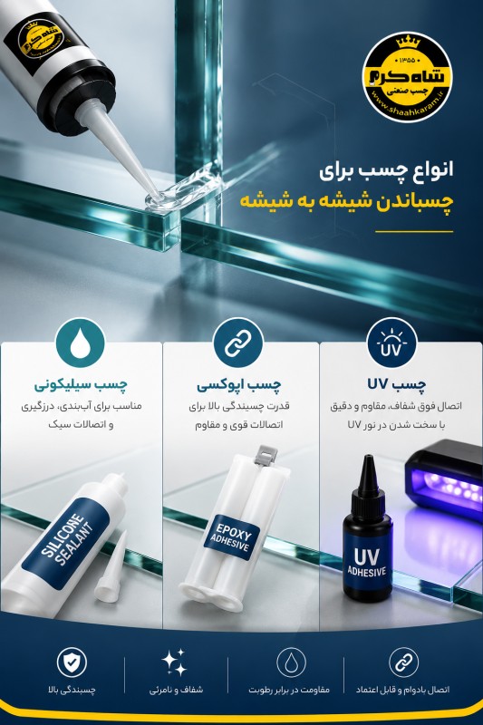 انواع چسب برای چسباندن شیشه به شیشه خرید چسب برای چسباندن شیشه به شیشه
